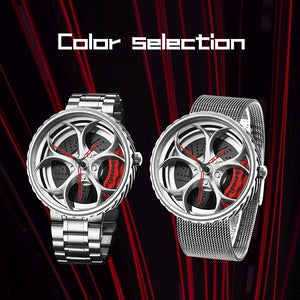 Car Wheel Watch-Waterproof Stainless Steel Japanese Quartz Wrist Watch Sports Men’s Watches