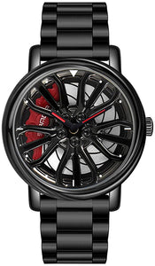 Car Wheel Watch Men Fashion Quartz Watch with Stainless Steel Strap