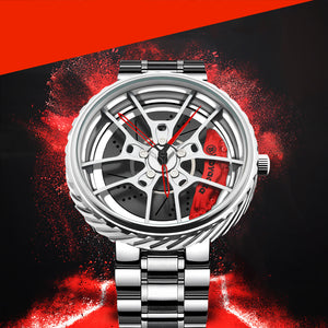 Car Wheel Watch-Waterproof Stainless Steel Japanese Quartz Wrist Watch