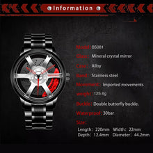 Load image into Gallery viewer, Car Rim Watch-Waterproof Stainless Steel Japanese Quartz Wrist Watch Sports Men’s Watches (Silver)
