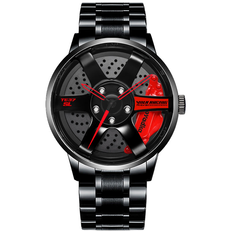 1​Wheel Watch Vacuum Plating Car Rim Hub Style Quartz Wristwatch for Men
