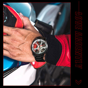Car Rim Watch-Waterproof Stainless Steel Japanese Quartz Wrist Watch Sports Men’s Watches(Silver)