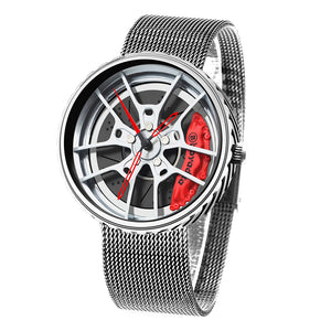 Car Wheel Watch-Waterproof Stainless Steel Japanese Quartz Wrist Watch