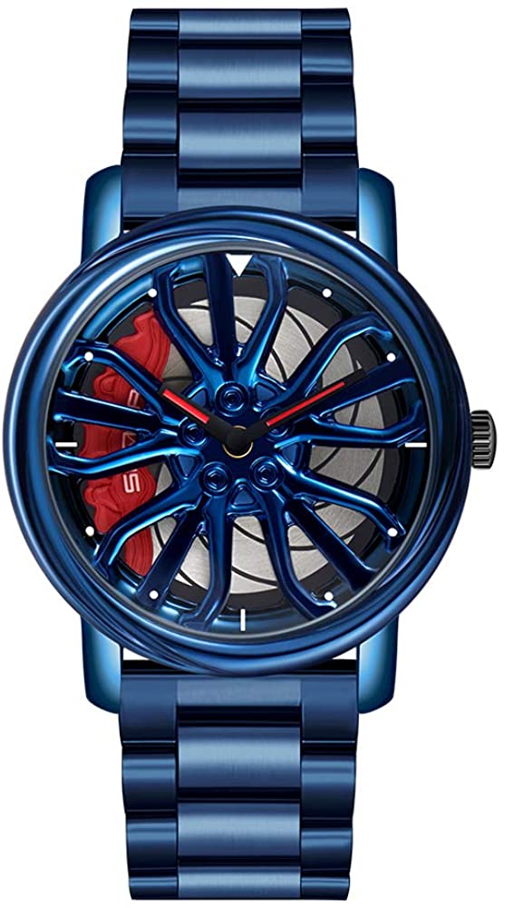 Car Wheel Watch Men Fashion Quartz Watch with Stainless Steel Strap