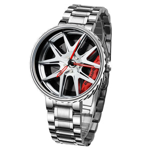 Car Wheel Watch-Waterproof Stainless Steel Japanese Quartz Wrist Watch