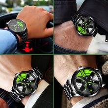 Load image into Gallery viewer, Car Wheel Watch-Waterproof Stainless Steel Japanese Quartz Wrist Watch Sports Men’s Watches (Green)
