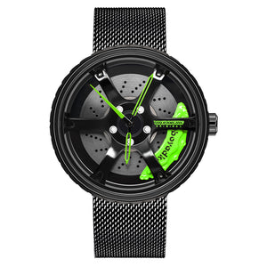 Car Wheel Watch-Waterproof Stainless Steel Japanese Quartz Wrist Watch-Wheel Design