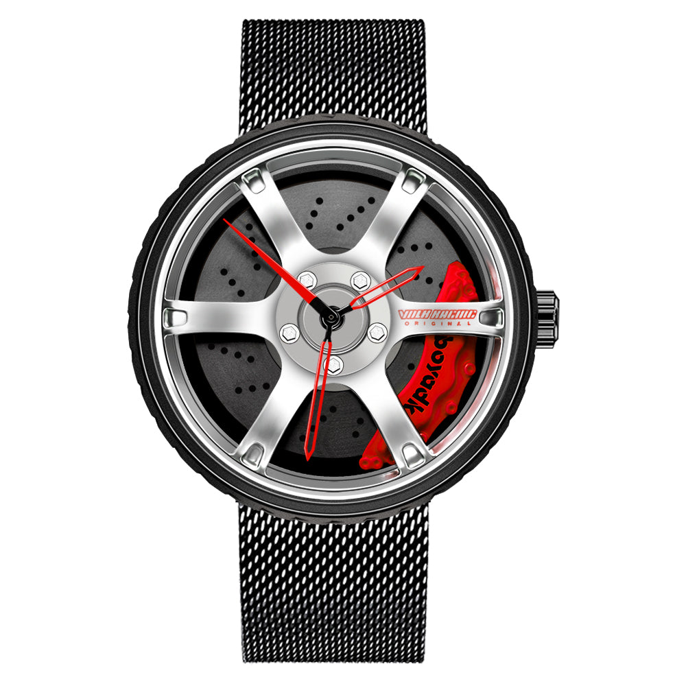 Car Wheel Watch-Waterproof Stainless Steel Japanese Quartz Wrist Watch-Wheel Design